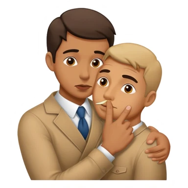 A guy hugging somone and shushing sticker