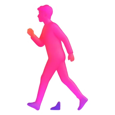 human silhouette, transparent glass with bright pink gradient from #FF335F to #FF99AA, shadows and highlights, minimalistic sticker