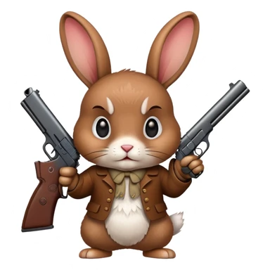 A cartoon rabbit shooting a gun sticker