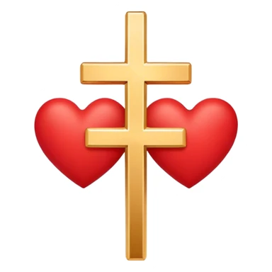Two red  hearts connected by one simple gold cross  sticker