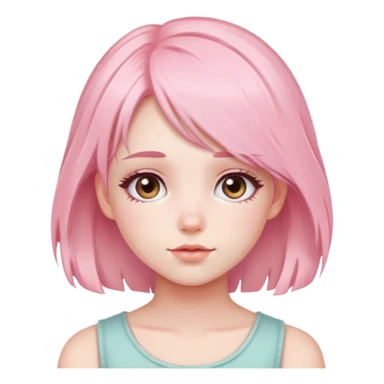 cute soft girl with blush and pastel pink hair sticker