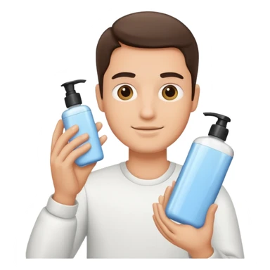 man holding skincare products sticker