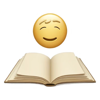 An open, hardcover book, depicted with a beige cover.  sticker