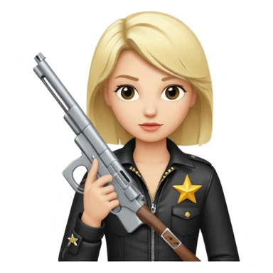 blonde rockstar holding a gun sticker