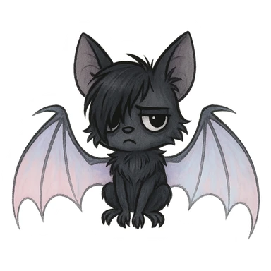 emo bat with pastel wings sticker
