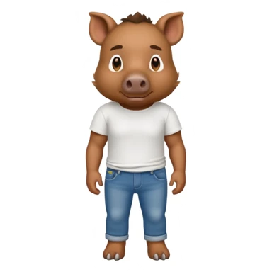 CINGHIALE CON MAGLIETTA BIANCA E JEANS sticker