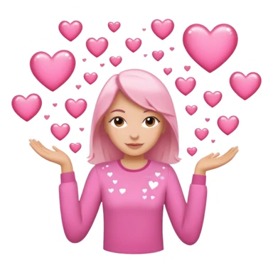 Love with love, pink shirts, hearts and sparkles floating around  sticker