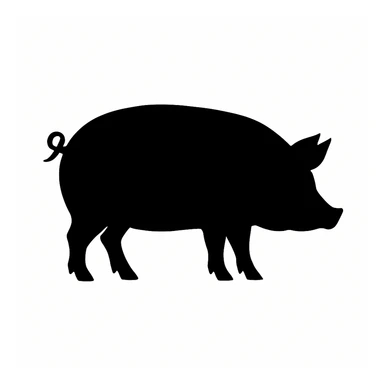 Pig black silhouette white background sticker