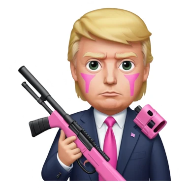 Donald trump holding a pink sniper in his hands professionally correct sticker