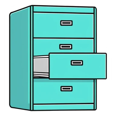file cabinet with documents sticker