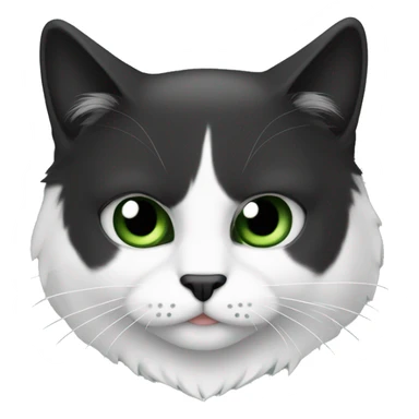 Gato bravo peludo preto e branco olhos verdes sticker