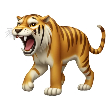 saber tooth tiger with brown fur and long canine teeth sticker