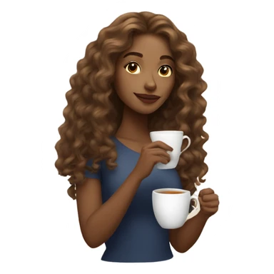 pretty light brown woman with long curly mid length hair drinking tea sticker