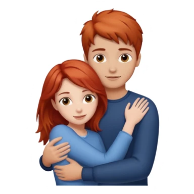 Red haired girl with brown hair boy romance sticker