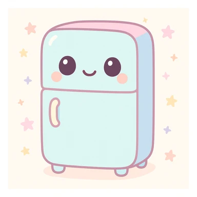a fridge in a cute kawaii cartoon style sticker