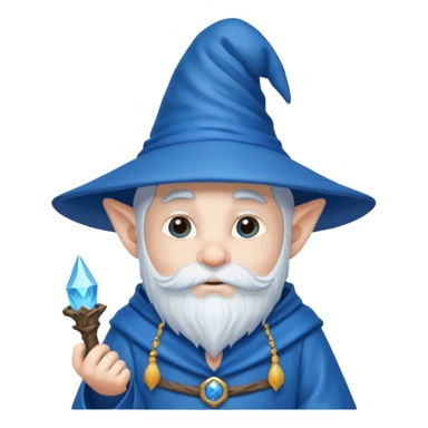 blue gnome wizard thinking of spells sticker