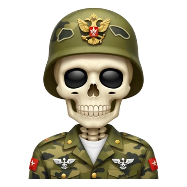 generate a realistic skeleton in Russian military camouflage sticker