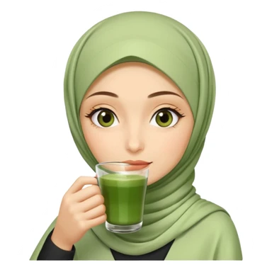 Hijabi drinking matcha sticker