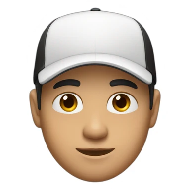 a moreno man wearing a cap and black polo and white shirt inside sticker