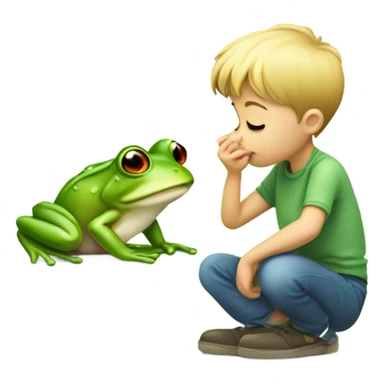 Boy kissing frog sticker