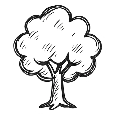 hand drawn icon of a leafy tree sticker