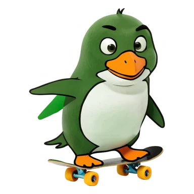 penguin riding a skateboard  sticker