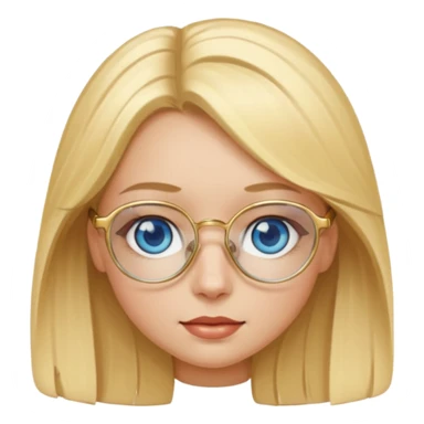 une fille blonde au yeux bleus avec des lunette dorée assez grande sticker