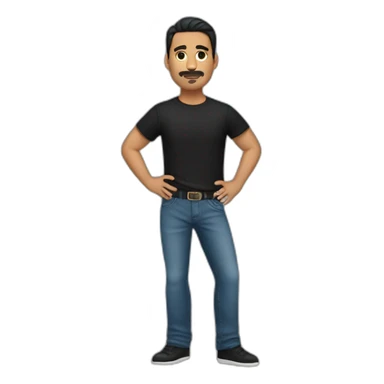 a full body mexican gentleman with black Tshirt and jeans sticker