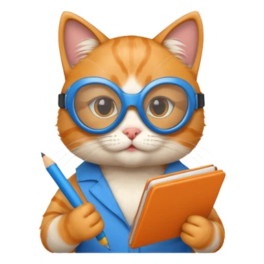funny cat with planner with blue goggles sticker