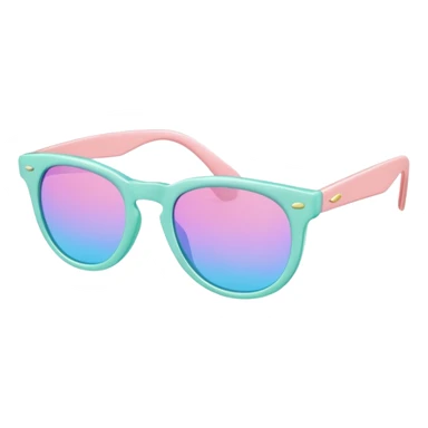 A colorful pair of Pastel sunglasses (aesthetic, loose object, apparel), seen from the side, 3/4 angle sticker