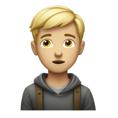 White thoughtful boy in contemplation sticker