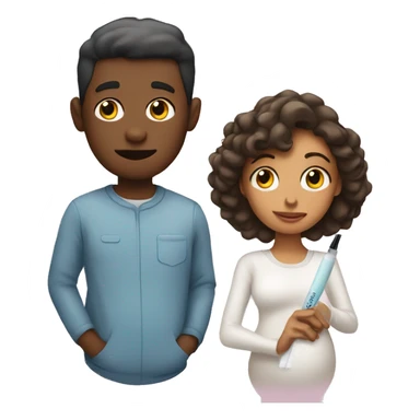 couple looking at pregnancy test sticker