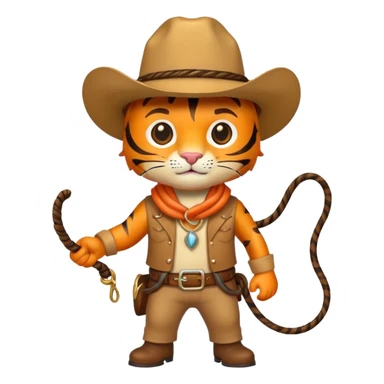 Tiger cowboy with hat and lasso sticker