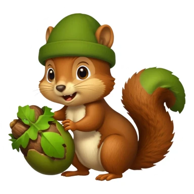 Squirrel bite giant acorn sticker