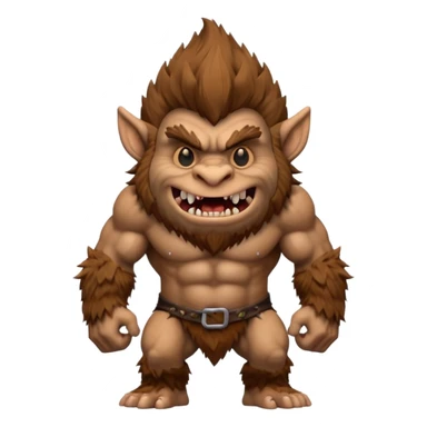 3d style hairy brown troll sticker