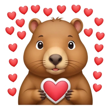 Un capybara kawail avec des coeur avec des lettre <<A>> dedans  sticker