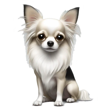 black and white long hair chihuahua with bow sticker