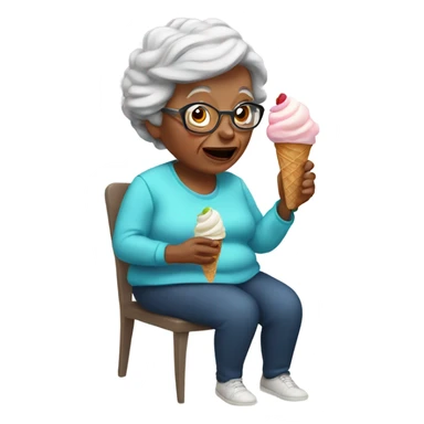 Grandmom eating ice cream sticker