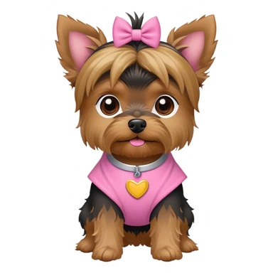 Black and brown snout Yorki dog in a pink outfit sticker