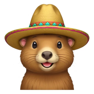 Capybara sitting with Mexican hat sticker