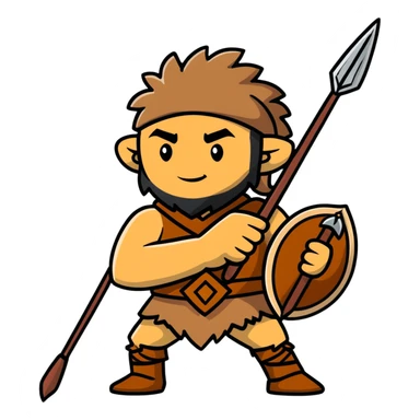 Cro-Magnon human hunter with spear and fur clothing sticker