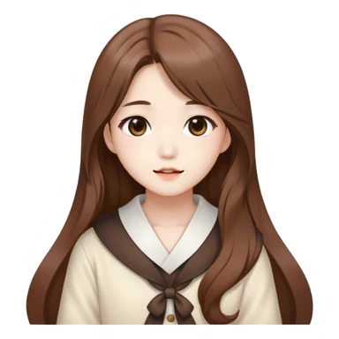 lesseo member ive korean idol brown hair wearing cute brown white adorable clothes long hair fair skin sticker