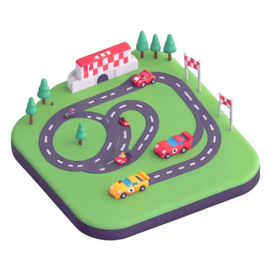 race track with racing cars sticker
