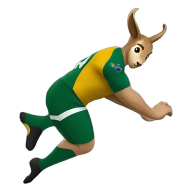 Springbok rugby player diving midair sticker