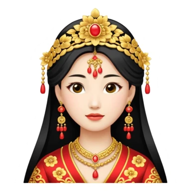 Chinese bride getup, heavy jewelary, traditional. sticker