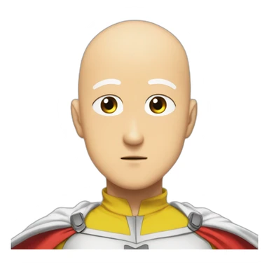 ultimate extreme anime bald one punch man with red cape and yellow costume sticker