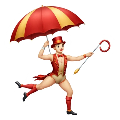 Vintage circus tightrope walker holding umbrella sticker