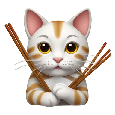 Cat with chopsticks  sticker