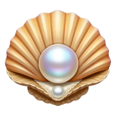 Open seashell with pearl beige satin sticker