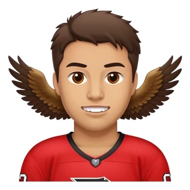 хоккеист без двух передних зубцов красно черная форма с орлом  sticker